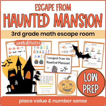 Preview of Halloween Math Escape Room 2nd & 3rd Grade | Place Value, Addition, Subtraction