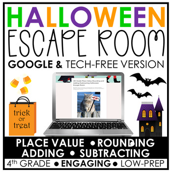 Preview of Halloween Math Escape Room | Digital and Print
