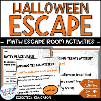 Preview of Halloween Math Escape Room, Activities, and Worksheets