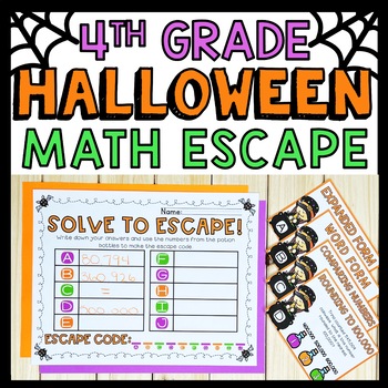 Preview of Halloween Math Escape Room Activity 4th Grade