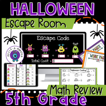 Preview of Halloween Math Activities | Halloween Escape Room | 5th Grade Math
