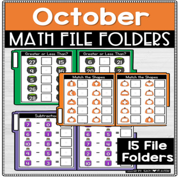 Preview of Halloween Math File Folders and Activities | OCTOBER
