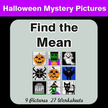 Halloween Math: Find the Mean (Average) - Color-By-Number Math Mystery Pictures