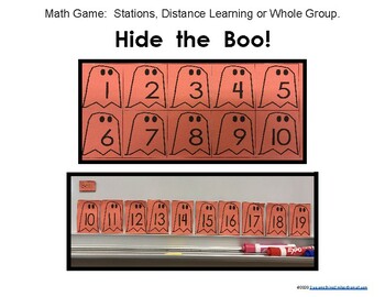 Preview of Halloween Math Game-Hide the Boo! Teens, 2 digit or 1-10, sequence & number ID