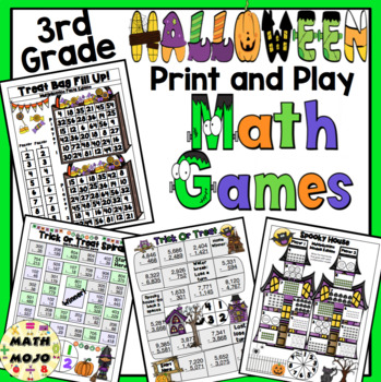 Preview of 3rd Grade Halloween Math: 3rd Grade Math Games