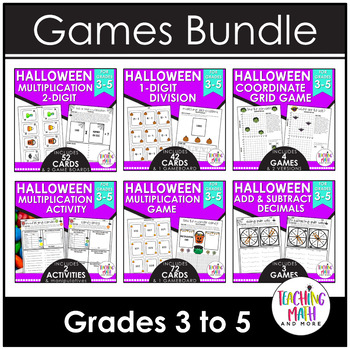 Preview of Halloween Math Games Elementary BUNDLE