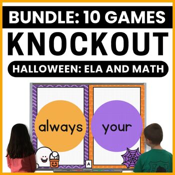 Preview of Halloween Math Games and Halloween ELA Games for 2nd & 3rd Grade - Knockout