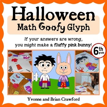 Preview of Halloween Math Goofy Glyph for 6th Grade | Skills Review | Math Centers