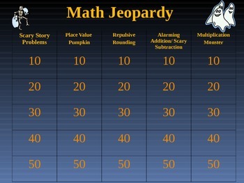 Preview of Halloween Math Jeopardy