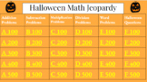Halloween Math Jeopardy - Review addition, subtraction, mu