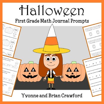 Preview of Halloween Math Journal Prompts 1st Grade | Math Facts | Math Skills Review