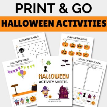 Halloween Math & Literacy Activity Sheets | October Print & Go | TPT