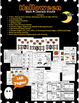 Preview of Halloween Math & Literacy Bundle - 142 Pages!