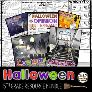 Preview of Halloween Activities Math Language Games Reading STEM & More FIFTH GRADE BUNDLE