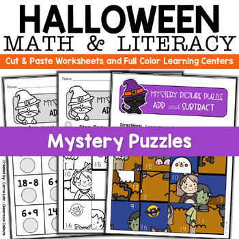Preview of Halloween Math & Literacy Mystery Picture Puzzles