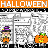 Halloween Math & Literacy Worksheets Activities for PreK K