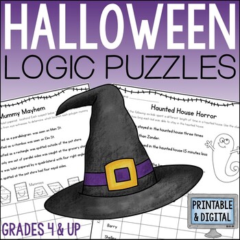 Preview of Halloween Math Logic Puzzles - Enrichment Activities for Grades 4 and up