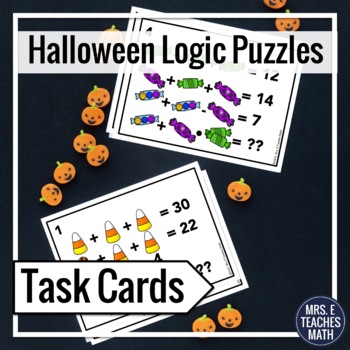 Preview of Halloween Math Logic Puzzles Task Cards