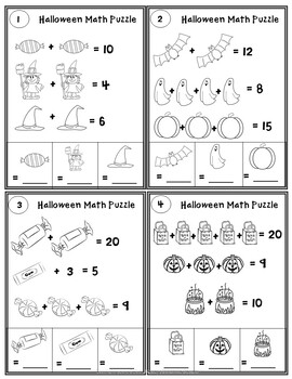 Halloween Math Worksheets: Logic Puzzles with Pictures ...