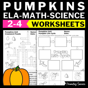 Preview of Life Cycle of a Pumpkin Worksheet Vocabulary Measurement Activities Sorting Game