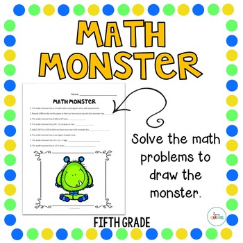 Preview of Halloween Math Monster Activity: 5th Grade Math