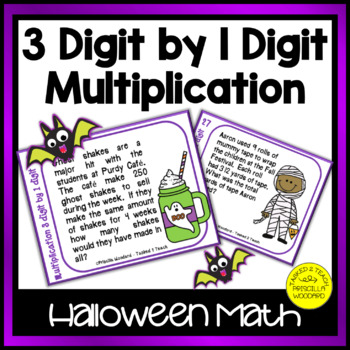 Preview of Halloween Math Multiplication: 3 Digit by 1 Digit Multiplication Task Cards