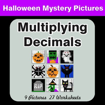Halloween Math: Multiplying Decimals - Color-By-Number Math Mystery Pictures