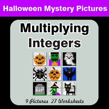 Halloween Math: Multiplying Integers - Color-By-Number Math Mystery Pictures