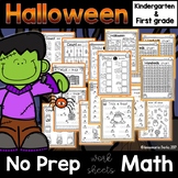 Halloween Math -No Prep- Kindergarten and 1st Grade Worksheets