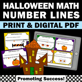 Preview of Kindergarten Halloween Math Game Number Line to 20 Counting Skip Counting by 2's