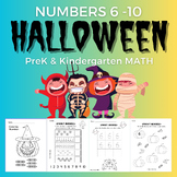 Halloween Math Activities PreK Numbers 6-10 No-prep Printables