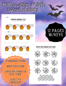 Preview of Halloween Math Numbers Up to 1,000 Worksheets