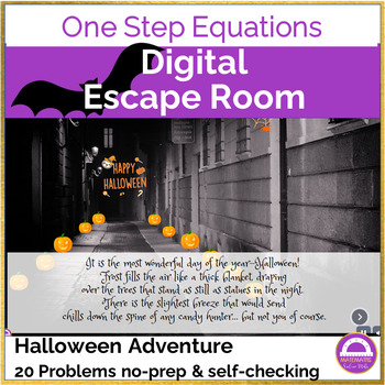 Preview of Halloween Math One Step Equations Activity | Digital Escape Room