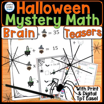 Preview of Halloween Math Operations Activities Print and Digital Easel