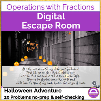 Preview of Halloween Math Operations with Fractions Activity | Digital Escape Room