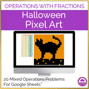 Preview of Halloween Math Operations with Fractions Pixel Art Activity | Digital Resource