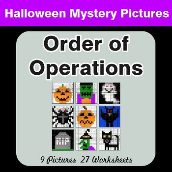 Halloween Math: Order of Operations - Color-By-Number Math Mystery Pictures