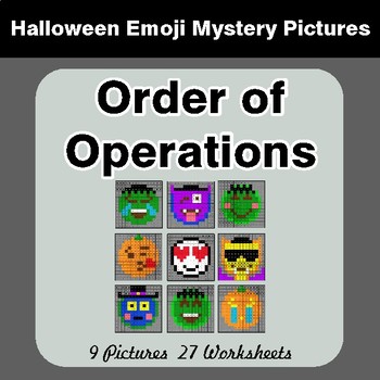 Halloween Math: Order of Operations - Color-By-Number Math Mystery Pictures