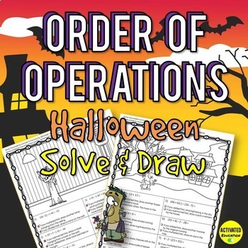 Preview of Halloween Math Order of Operations Color by Answer Solve & Draw