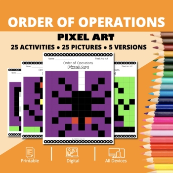 Preview of Halloween: Order of Operations Pixel Art Activity