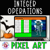 Operations with Integers 7th Grade Math Halloween Pixel Art