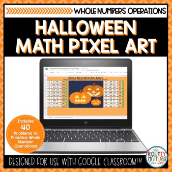 Preview of Halloween Math Pixel Art | Whole Number Operations
