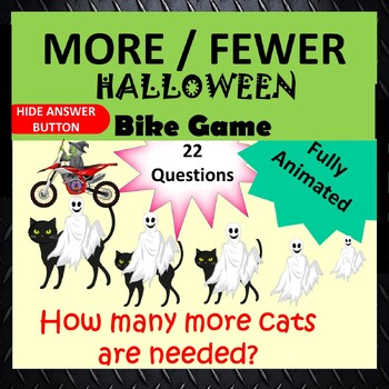 Preview of Halloween Math PowerPoint Digital Game More or Fewer 1st Grade Kindergarten