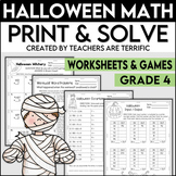 Halloween Math Print and Solve Gr. 4