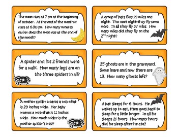 Preview of Halloween Math Problem Solving Task Cards