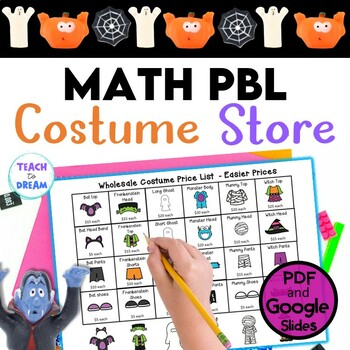 Preview of Halloween Math Project Activity Costume Shop | Money and Budgeting