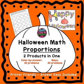 Preview of Halloween Fall Math Solving Proportions Maze & Color by Number Holiday Bundle