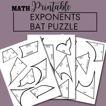 Preview of Halloween Math Puzzle: Bat Exponents (PDF Printable)
