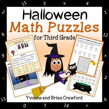 Preview of Halloween Math Puzzles - 3rd Grade | Math Facts | Math Skills Review