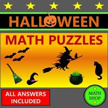 Preview of Halloween Math Puzzles Fun Math Crack the Code Halloween Activities